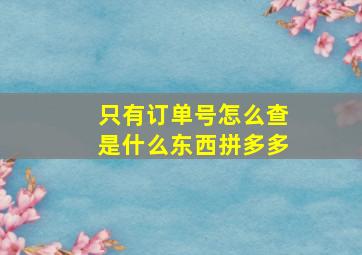 只有订单号怎么查是什么东西拼多多