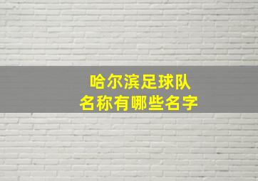 哈尔滨足球队名称有哪些名字