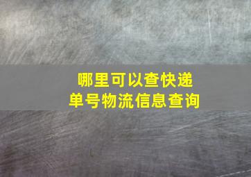 哪里可以查快递单号物流信息查询