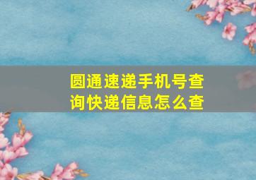 圆通速递手机号查询快递信息怎么查