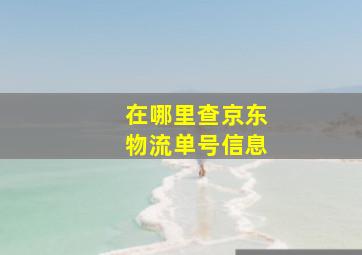 在哪里查京东物流单号信息