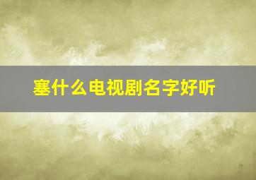 塞什么电视剧名字好听