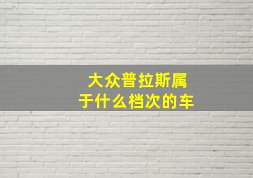 大众普拉斯属于什么档次的车