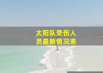 太阳队受伤人员最新情况表