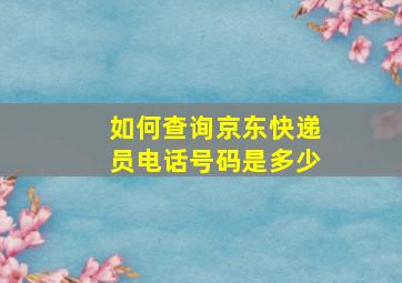 如何查询京东快递员电话号码是多少