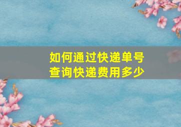 如何通过快递单号查询快递费用多少