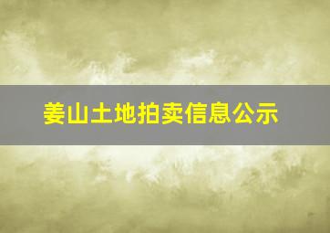 姜山土地拍卖信息公示