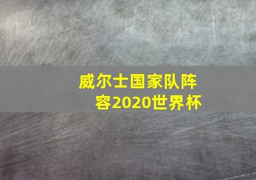 威尔士国家队阵容2020世界杯