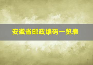 安徽省邮政编码一览表