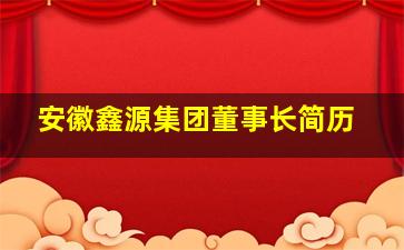 安徽鑫源集团董事长简历