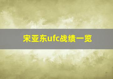 宋亚东ufc战绩一览