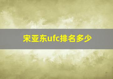 宋亚东ufc排名多少