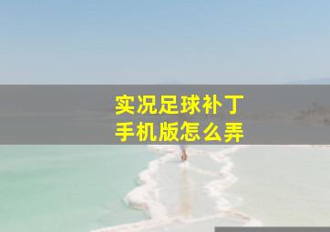 实况足球补丁手机版怎么弄