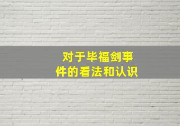 对于毕福剑事件的看法和认识