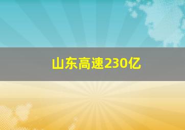 山东高速230亿