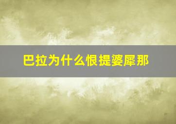 巴拉为什么恨提婆犀那