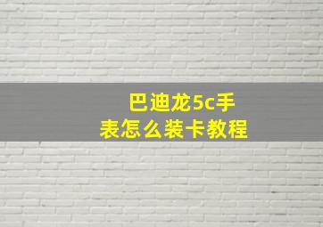 巴迪龙5c手表怎么装卡教程