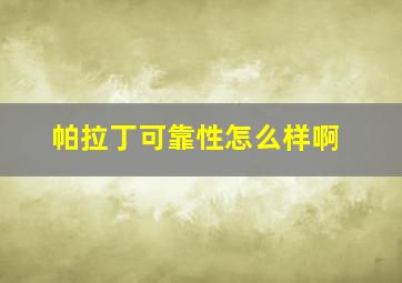 帕拉丁可靠性怎么样啊