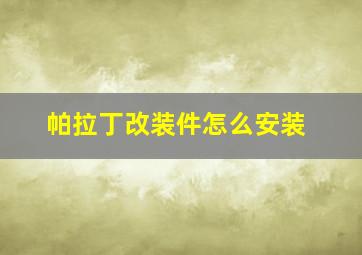 帕拉丁改装件怎么安装