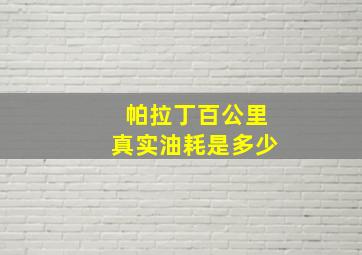 帕拉丁百公里真实油耗是多少