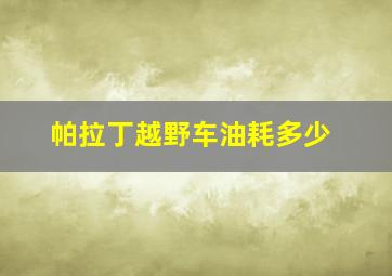 帕拉丁越野车油耗多少