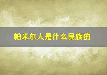 帕米尔人是什么民族的