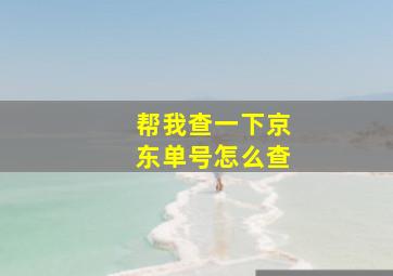 帮我查一下京东单号怎么查