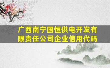 广西南宁国恒供电开发有限责任公司企业信用代码