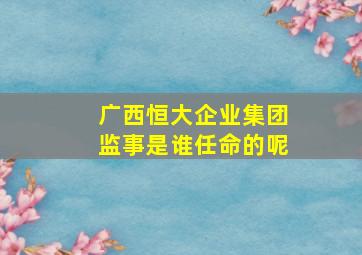 广西恒大企业集团监事是谁任命的呢