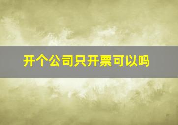 开个公司只开票可以吗