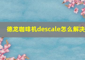 德龙咖啡机descale怎么解决