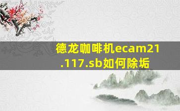 德龙咖啡机ecam21.117.sb如何除垢