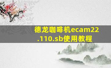 德龙咖啡机ecam22.110.sb使用教程