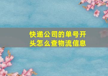 快递公司的单号开头怎么查物流信息