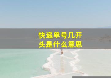 快递单号几开头是什么意思