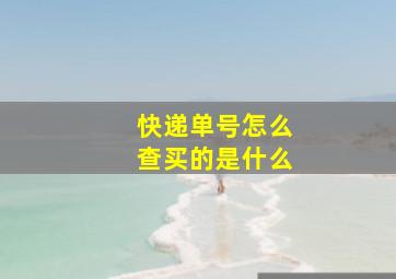 快递单号怎么查买的是什么