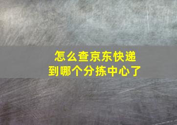 怎么查京东快递到哪个分拣中心了