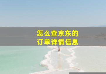 怎么查京东的订单详情信息