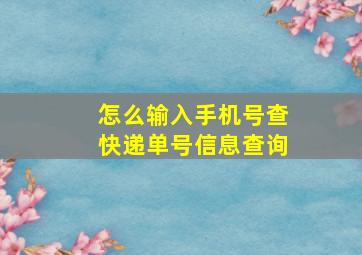 怎么输入手机号查快递单号信息查询