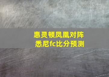 惠灵顿凤凰对阵悉尼fc比分预测