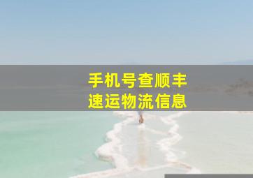 手机号查顺丰速运物流信息