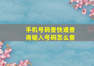 手机号码查快递查询输入号码怎么查