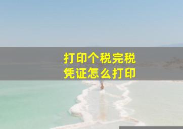 打印个税完税凭证怎么打印