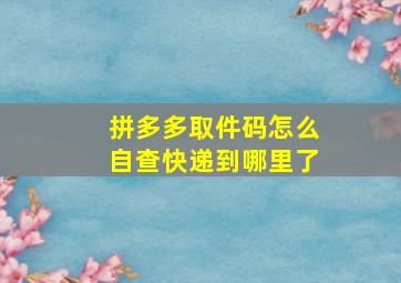 拼多多取件码怎么自查快递到哪里了