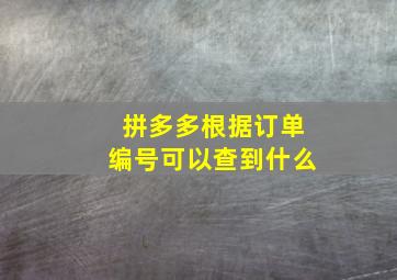 拼多多根据订单编号可以查到什么