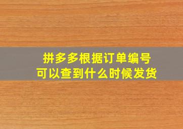 拼多多根据订单编号可以查到什么时候发货