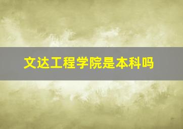 文达工程学院是本科吗