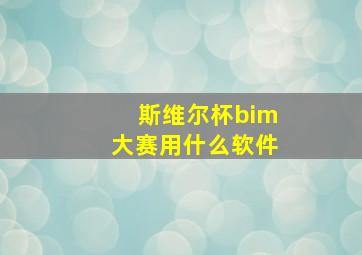 斯维尔杯bim大赛用什么软件