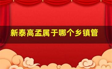 新泰高孟属于哪个乡镇管