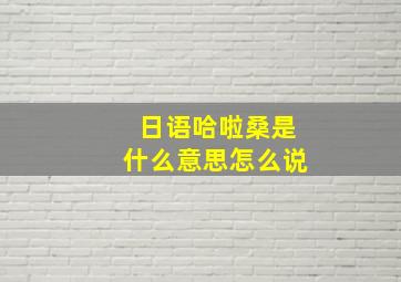 日语哈啦桑是什么意思怎么说